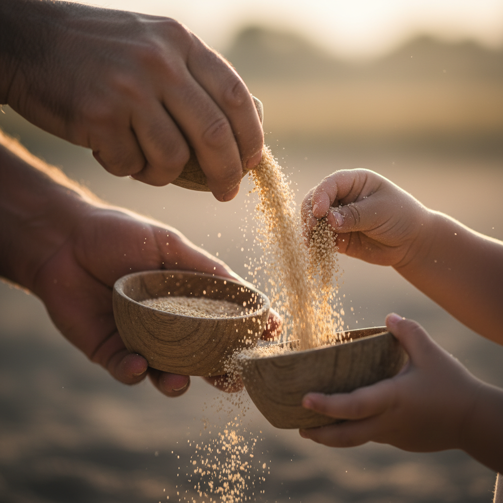 Nahaufnahme von Händen, die sanft texturiertes Material schütten und greifen, symbolisiert die beruhigende und repetitive Wirkung von Sinnesspielen.