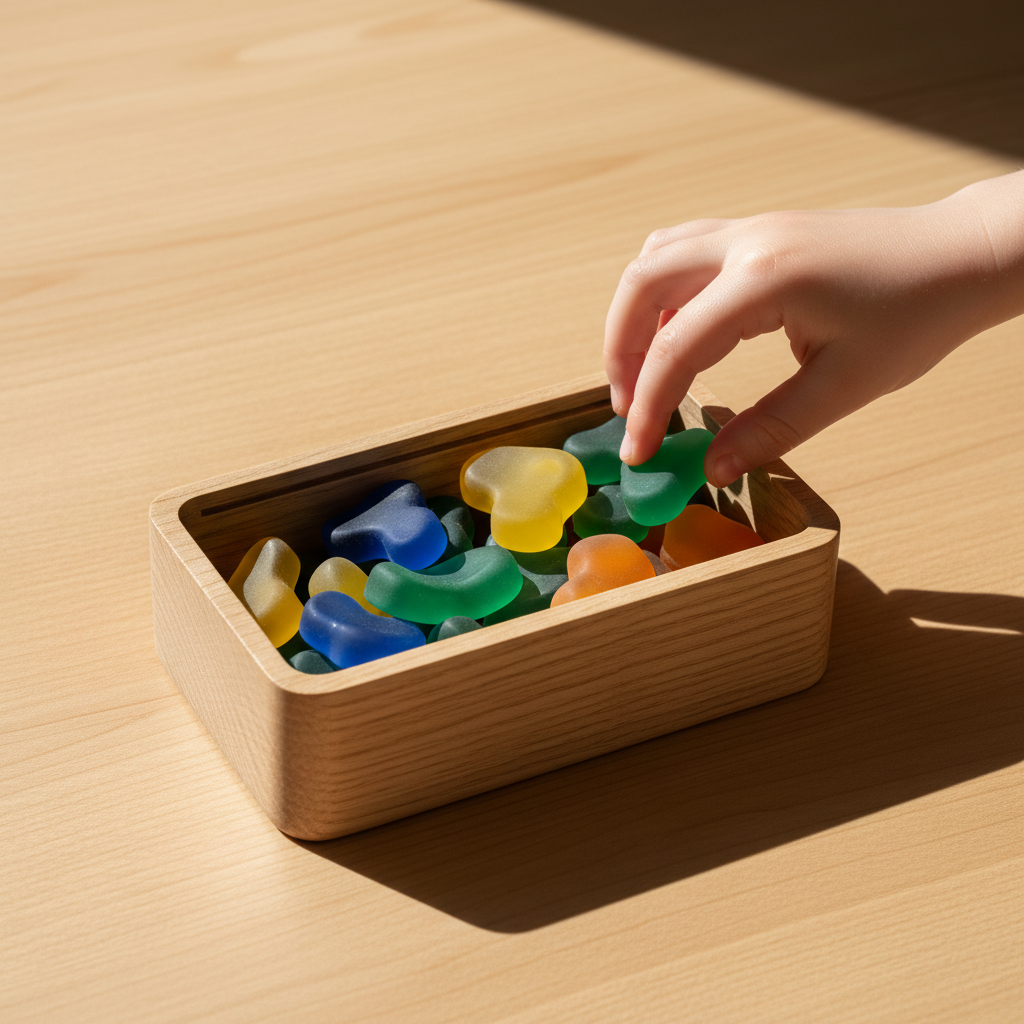 Konzeptbild der 'Süßigkeiten-Box' als Metapher für Autonomie und kontrollierte Mengen, die hilft, die Zucker-Falle entschärfen.