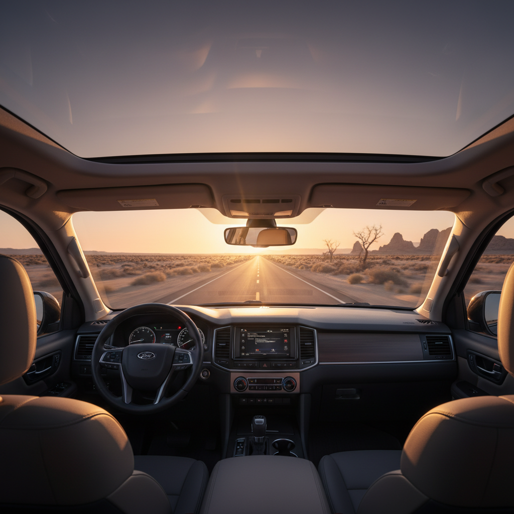 Visuell ruhige Aufnahme einer leeren Autobahn, die in den Horizont führt, als Symbol für entspannte Fahrt und die effektive Lösung gegen Reiseübelkeit bei Kindern.